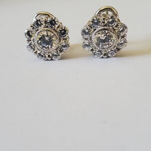 Judith Ripka Silver Crystal Cluster Earrings